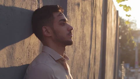 Side view bearded pensive thoughtful sad upset tired businessman male serious 스톡 동영상 205025630