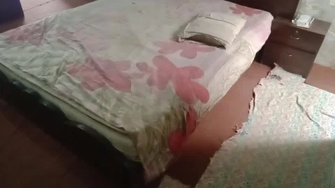 Side View of a Bed Inside a Pakistani Room Видео 347183839