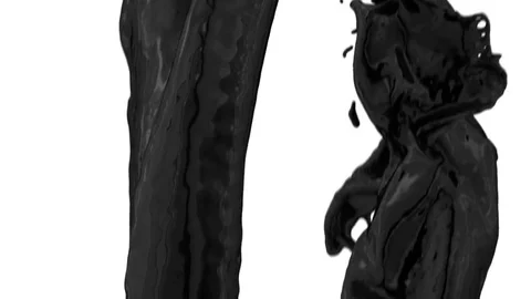 Side view of black color flowing in circular motion, on white (FULL HD) Video stock 72987328