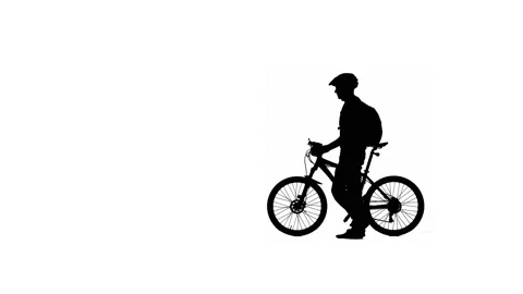 Side view on black silhouette of cyclist with backpack isolated on white Stock Footage 219318439