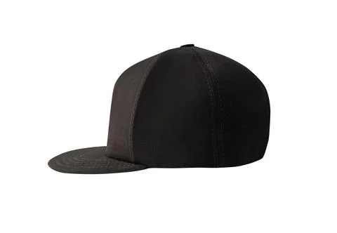 Side view of black snapback cap isolated Fotos de archivo