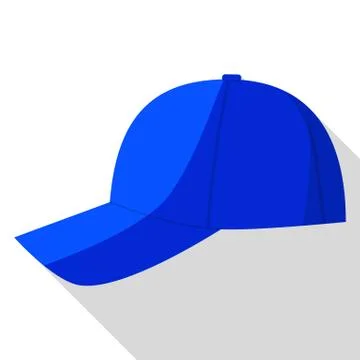 Side view of blue baseball cap icon, flat style Illustrazione stock