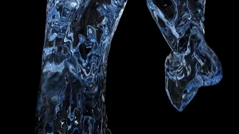 Side view of blue water flowing in circular motion on black background (FULL HD) Video stock 72029922