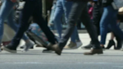 Side view blurry pedestrians walking. Stock Footage 108180137