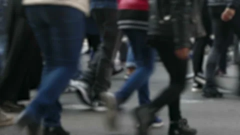 Side view blurry pedestrians walking. Stock Footage 108180250