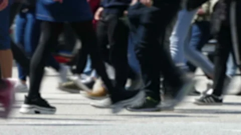Side view blurry pedestrians walking.Time Lapse. Stock Footage 108180100