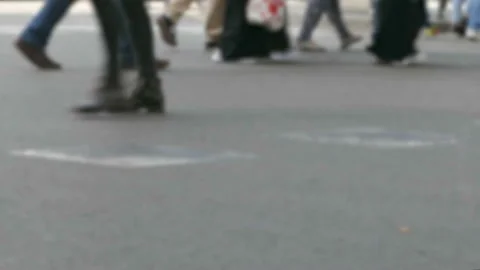 Side view blurry pedestrians walking.Time Lapse. Stock Footage 108180218