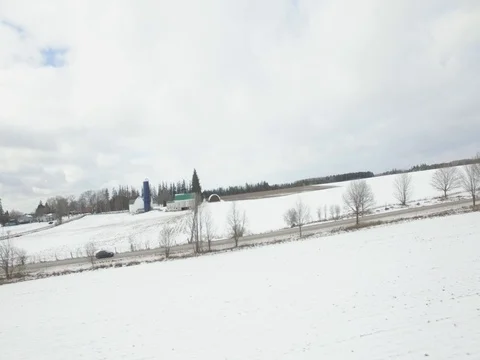 Side View of BMW 435i Driving on Winter Road In Canada Stock Footage 78213769