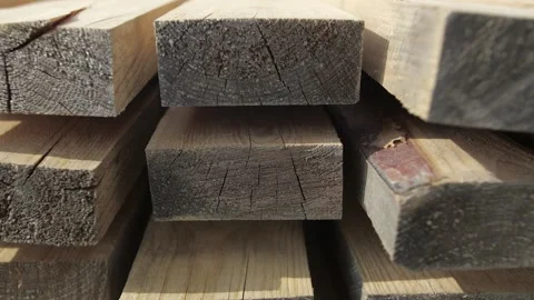 Side view of the boards folded under the sun to dry Stock Footage 165967503