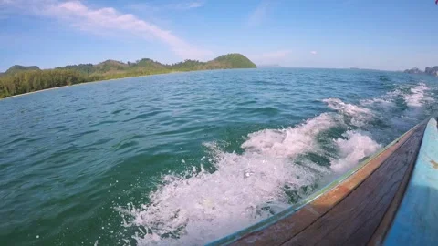 Side view of the boat in motion with an action camera on a clear day. Stock Footage 254660614