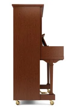 Side view of brown piano isolated on white background Stock Illustration