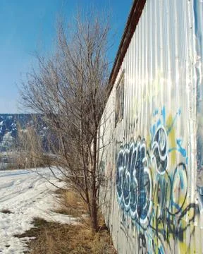 Side view of building with graffiti Stock Photos