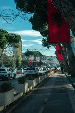 Side view of the Bulevardi Dëshmorët e Kombit Stock Photos