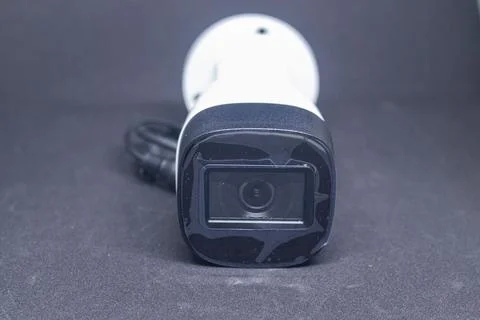 Side view of bullet CCTV camera on plain white Stock Photos