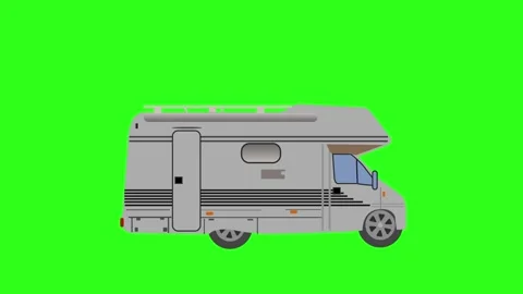 Side view of a camper van driving on a solid green screen background loop Stock Footage 346277050