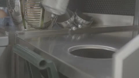 Side view of can into bin Stock Footage 163442584