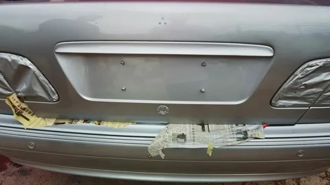 Side view car after it was painted and polished Stock Footage 150003271