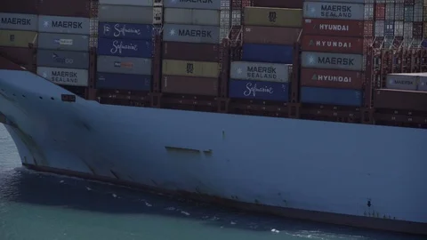 Side view of a cargo ship Stock Footage 102273100
