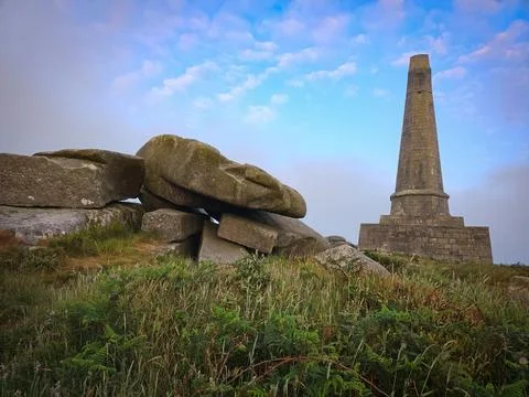 Side view of carn brea monument 写真素材