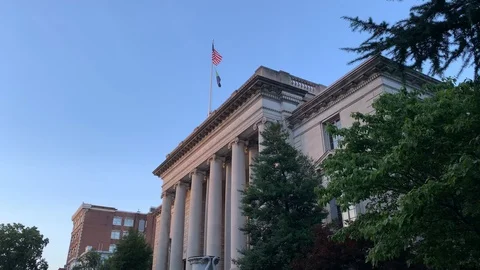 Side view of the Carnegie Institution of Science Stock Footage 111568627