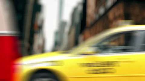 Side view of Cars passing by in motion blur Busy City Street in daytime. Stock-Footage 332315077