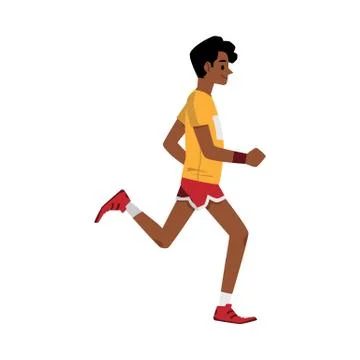 Side view of cartoon runner jogging in summer workout clothes Stock Illustration