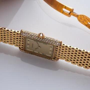 Side view of the case, Cartier watch Stock Photos