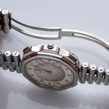 Side view of the case, Gerald Genta watch Stock Photos
