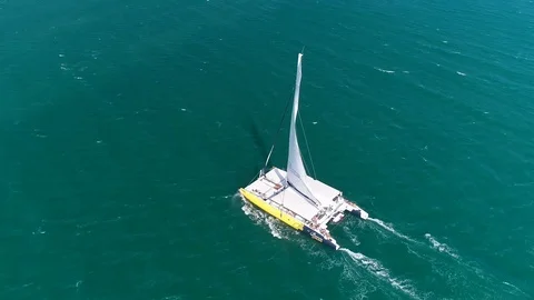 Side View Catamaran 스톡 동영상 126772092