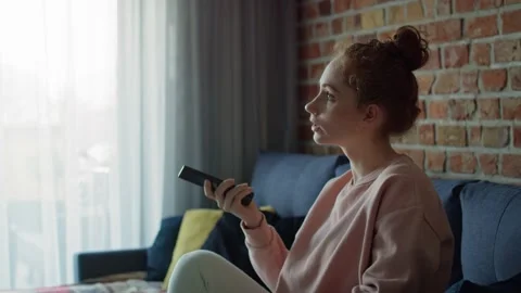 Side view of caucasian young woman watch... | Stock Video | Pond5