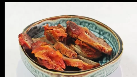 Side view of Chinese BBQ pork. 스톡 동영상 339339623