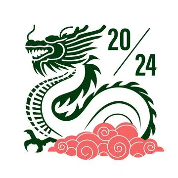 Side View of Chinese Dragon in the Cloud Stock Illustration