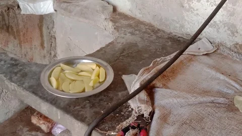 Side View of Chopped Potatoes Video stock 346990259