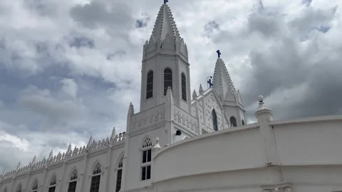 Side view of a church from the entry way to till the end -full coverage Stock Footage 253559491