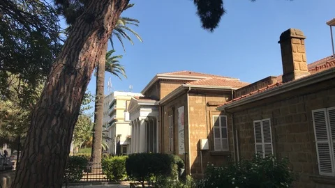 Side View of Classic Building in Nicosia. Cyprus Archaeological Museum Stock Footage 89990352