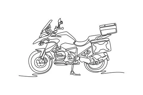 Side view classic luxury touring motorcycle parked in modern garage Stockillustratie