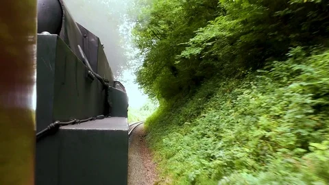 Side view classic steam train engine in countryside Stock Footage 80286526