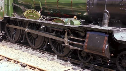 Side view classic vintage steam engine Stock Footage 80286711