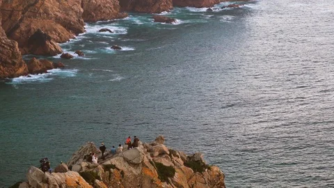 Side view of cliffs at the Edge of europe Cape roca, Portugal. 動画素材 110760820