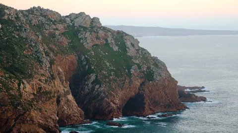 Side view of cliffs at the Edge of europe Cape roca, Portugal. Stock Footage 110760823