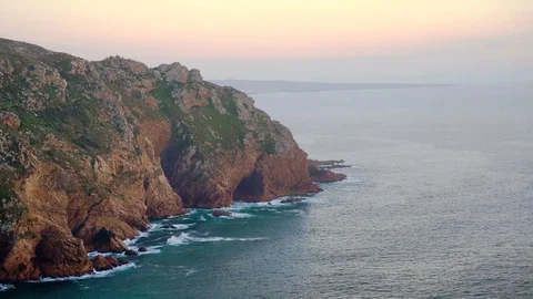 Side view of cliffs at the Edge of europe Cape roca, Portugal. Stock Footage 110760826