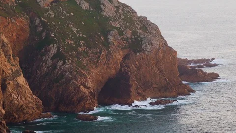 Side view of cliffs at the Edge of europe Cape roca, Portugal. 動画素材 110760847