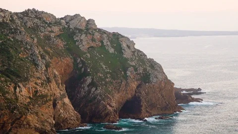 Side view of cliffs at the Edge of europe Cape roca, Portugal. 動画素材 110761576