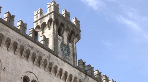 Side view of the clock tower of the court of Chiavari Stock Footage 57272133