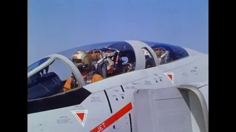 Side view of the cockpit of a F-4B, DASH helicopter warming up, ready for Stock Footage 117054428