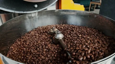 Side view of coffee bean roasting tank. Stock Footage 132333680
