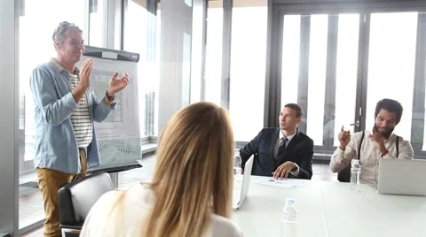 Side view of colleagues clapping to young businessman on a meeting Stock Footage 59544088