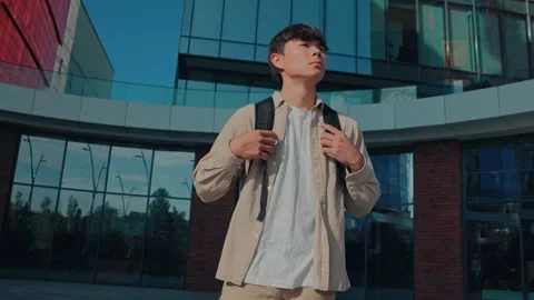 Side view College Life Learning Outdoors on Campus Stock Footage 289600625