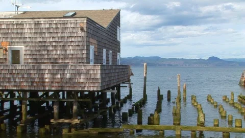 Side view of the Columbia River Bar Pilots office in Astoria, Oregon USA Stock Footage 102187957