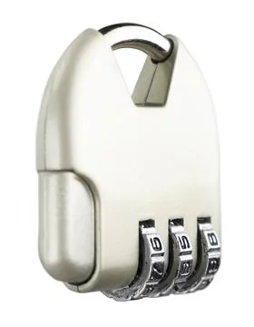 Side view of combination code padlock. Isolated on white background Stock Photos